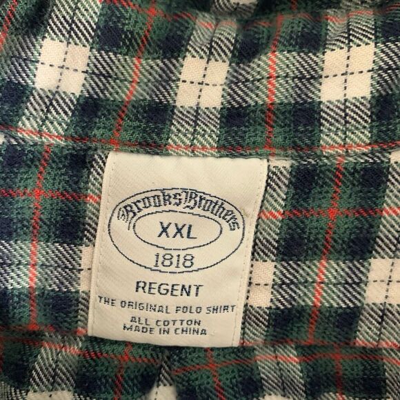 Brooks Brothers Regent Flannel Shirt Men's XXL Blue White Plaid Button Up - Picture 2 of 7